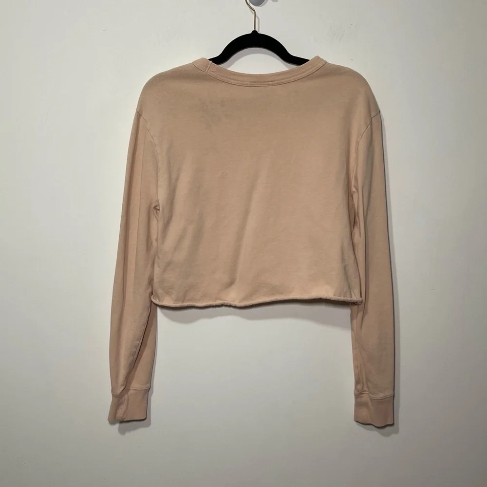 Champion Women's light pink logo casual crop top vrew neck sweatshirt in size M - Picture 6 of 7